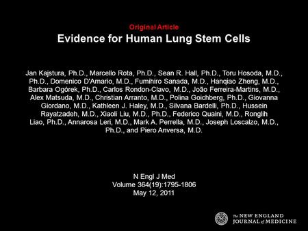 Original Article Evidence for Human Lung Stem Cells