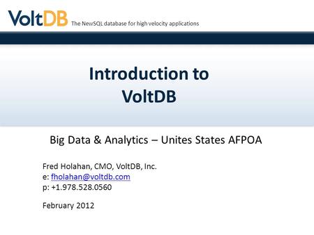 Introduction to VoltDB