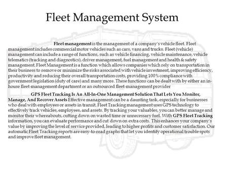 Fleet Management System