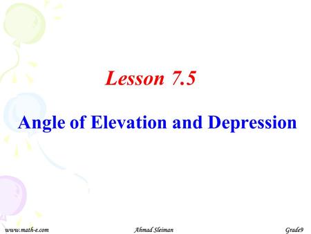 Angle of Elevation and Depression