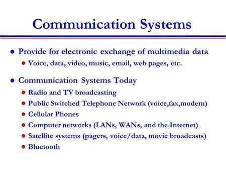 Communication Systems