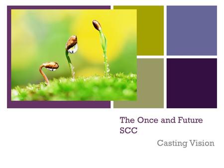 + The Once and Future SCC Casting Vision. + Four Weeks of Remembering Mission, Vision and Distinctives What is The Church? Why we do what we do... Where.