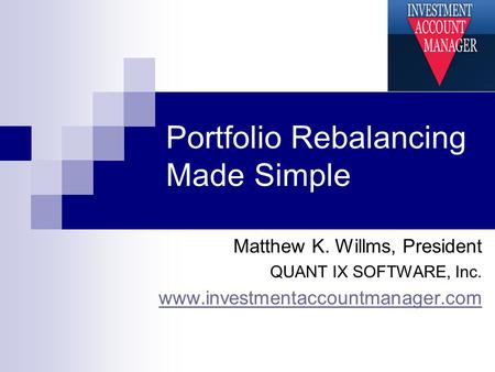 Portfolio Rebalancing Made Simple