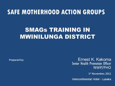 SAFE MOTHERHOOD ACTION GROUPS