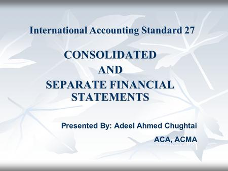 International Accounting Standard 27