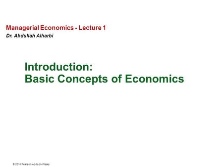 Basic Concepts of Economics