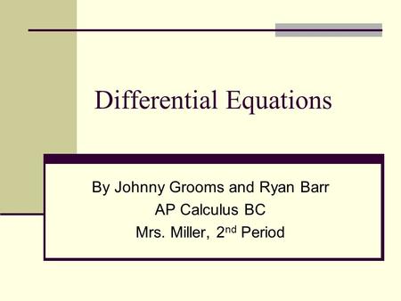 Differential Equations