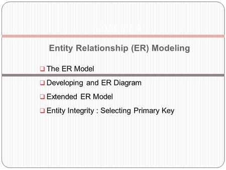 Entity Relationship (ER) Modeling