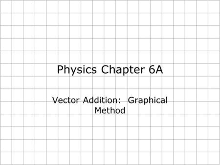 Physics Chapter 6A Vector Addition: Graphical Method.