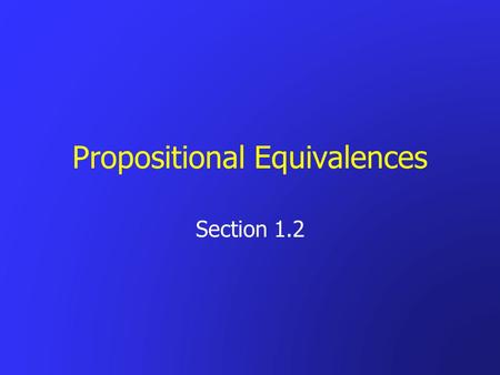 Propositional Equivalences