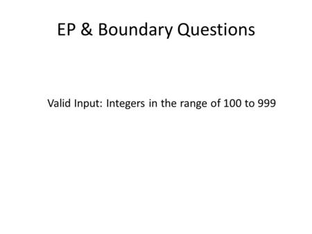 EP & Boundary Questions