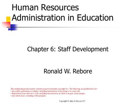 Human Resources Administration in Education