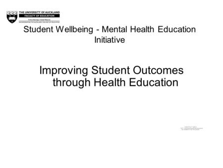 Student Wellbeing - Mental Health Education Initiative