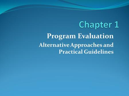 Program Evaluation Alternative Approaches and Practical Guidelines