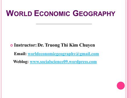 World Economic Geography