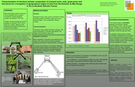 Characterization of strontium isotopic composition of vineyard rocks, soils, grape juices and vine leaves for a recognition of geographical origins of.