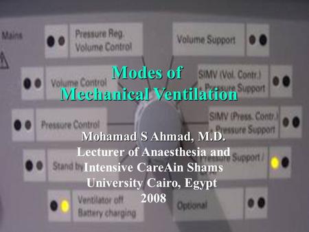 Modes of Mechanical Ventilation