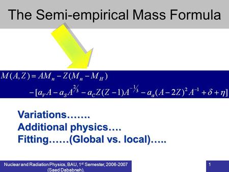 The Semi-empirical Mass Formula