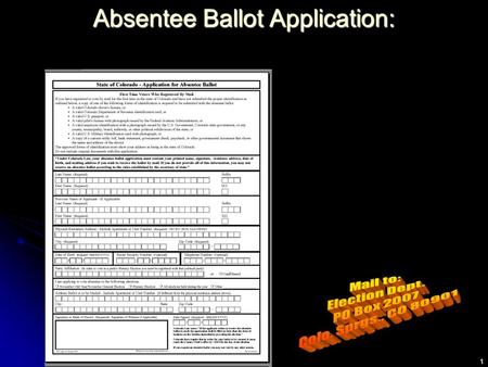 1 Absentee Ballot Application:. 2 Statute Reference for Signature Checking: