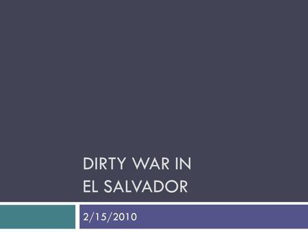 Dirty War in El Salvador