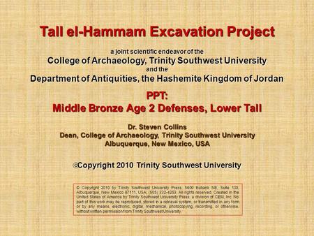 Tall el-Hammam Excavation Project