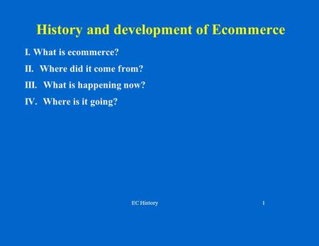 History and development of Ecommerce