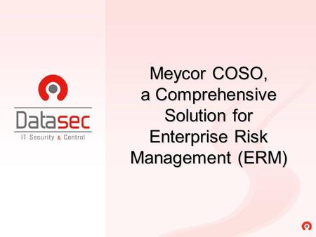 COSO I COSO II. Meycor COSO, a Comprehensive Solution for Enterprise Risk Management (ERM)