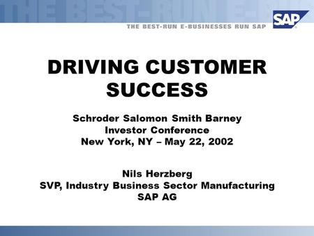 DRIVING CUSTOMER SUCCESS