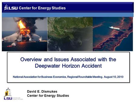 Center for Energy Studies David E. Dismukes Center for Energy Studies.