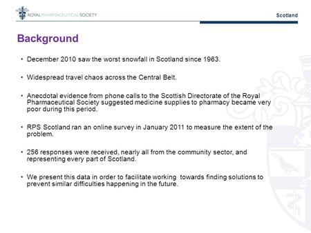 Medicines Distribution Crisis: December in Scotland The Pharmacists Experience : Alex MacKinnon Scotland.