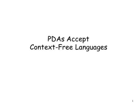 PDAs Accept Context-Free Languages