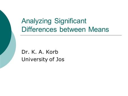 Analyzing Significant Differences between Means