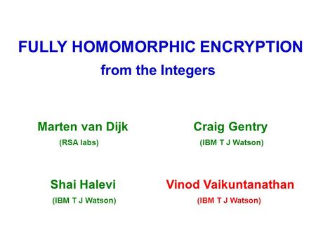 FULLY HOMOMORPHIC ENCRYPTION