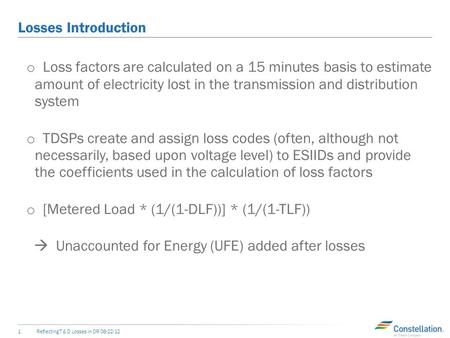 T&D Losses Reflecting Losses in DR within ERCOT August 22, 2012.