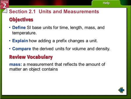 Section 2.1 Units and Measurements