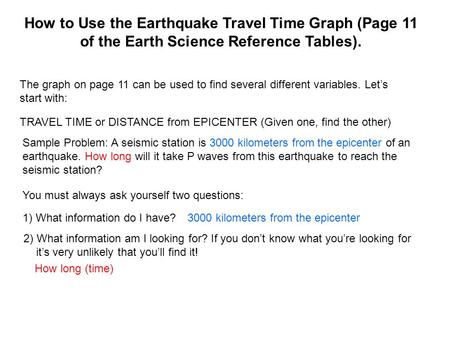 How to Use the Earthquake Travel Time Graph (Page 11