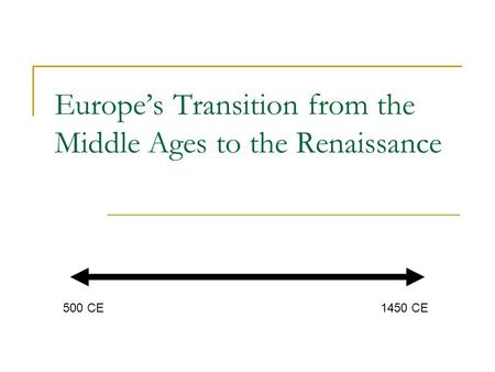 Europe’s Transition from the Middle Ages to the Renaissance