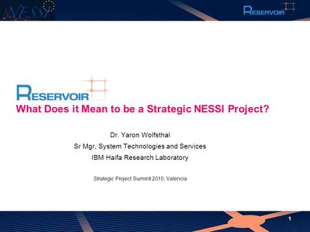 What Does it Mean to be a Strategic NESSI Project?