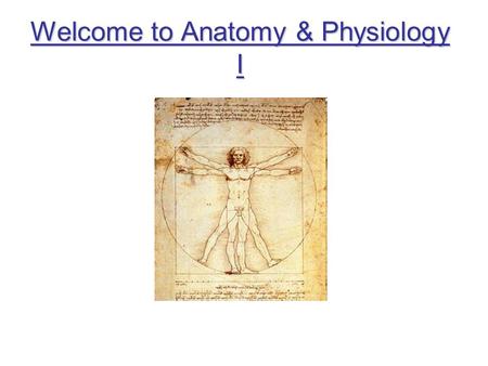 Welcome to Anatomy & Physiology I