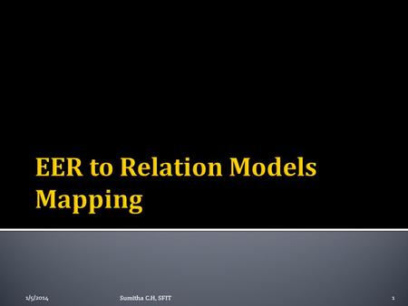 EER to Relation Models Mapping