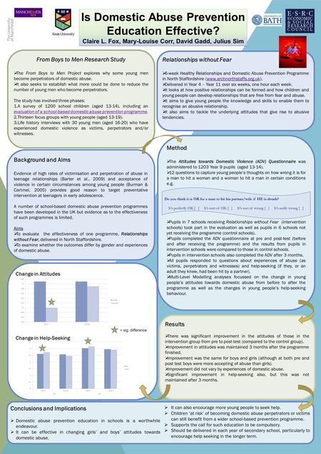 Is Domestic Abuse Prevention Education Effective? Claire L. Fox, Mary-Louise Corr, David Gadd, Julius Sim Is Domestic Abuse Prevention Education Effective?