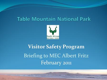 Visitor Safety Program Briefing to MEC Albert Fritz February 2011.