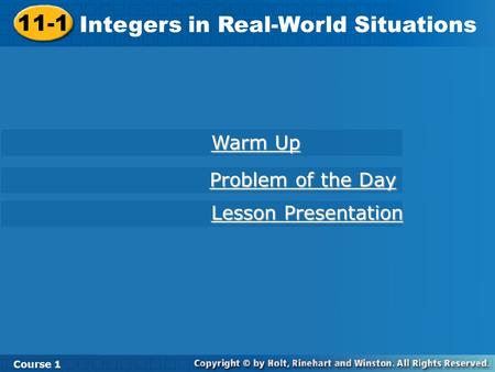 Integers in Real-World Situations