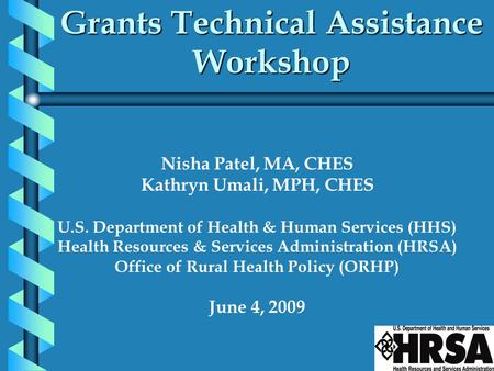 Grants Technical Assistance Workshop