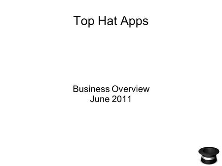 Top Hat Apps Business Overview June 2011. The Opportunity The burgeoning tablet market buoyed by the iPad really started to take shape in 2010. According.