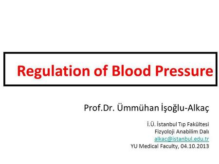 Regulation of Blood Pressure