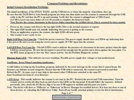 Common Problems and Resolutions Initial Scanner Installation Problems