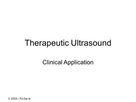 Therapeutic Ultrasound