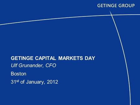 GETINGE CAPITAL MARKETS DAY