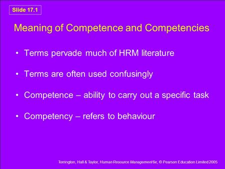 Meaning of Competence and Competencies